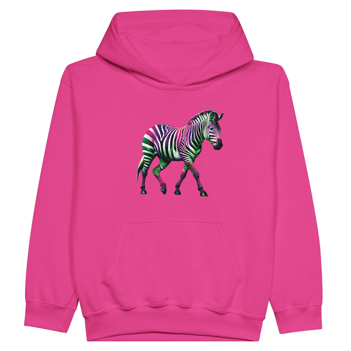 Zebra in Technicolour - Midweight Fleece Youth Hoodie