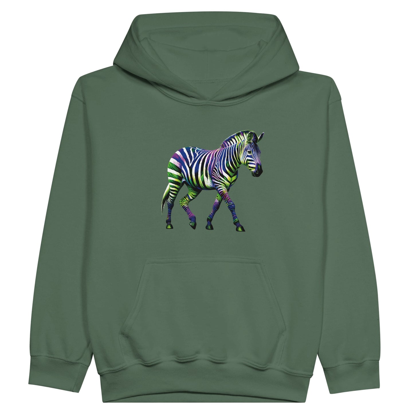 Zebra in Technicolour - Midweight Fleece Youth Hoodie