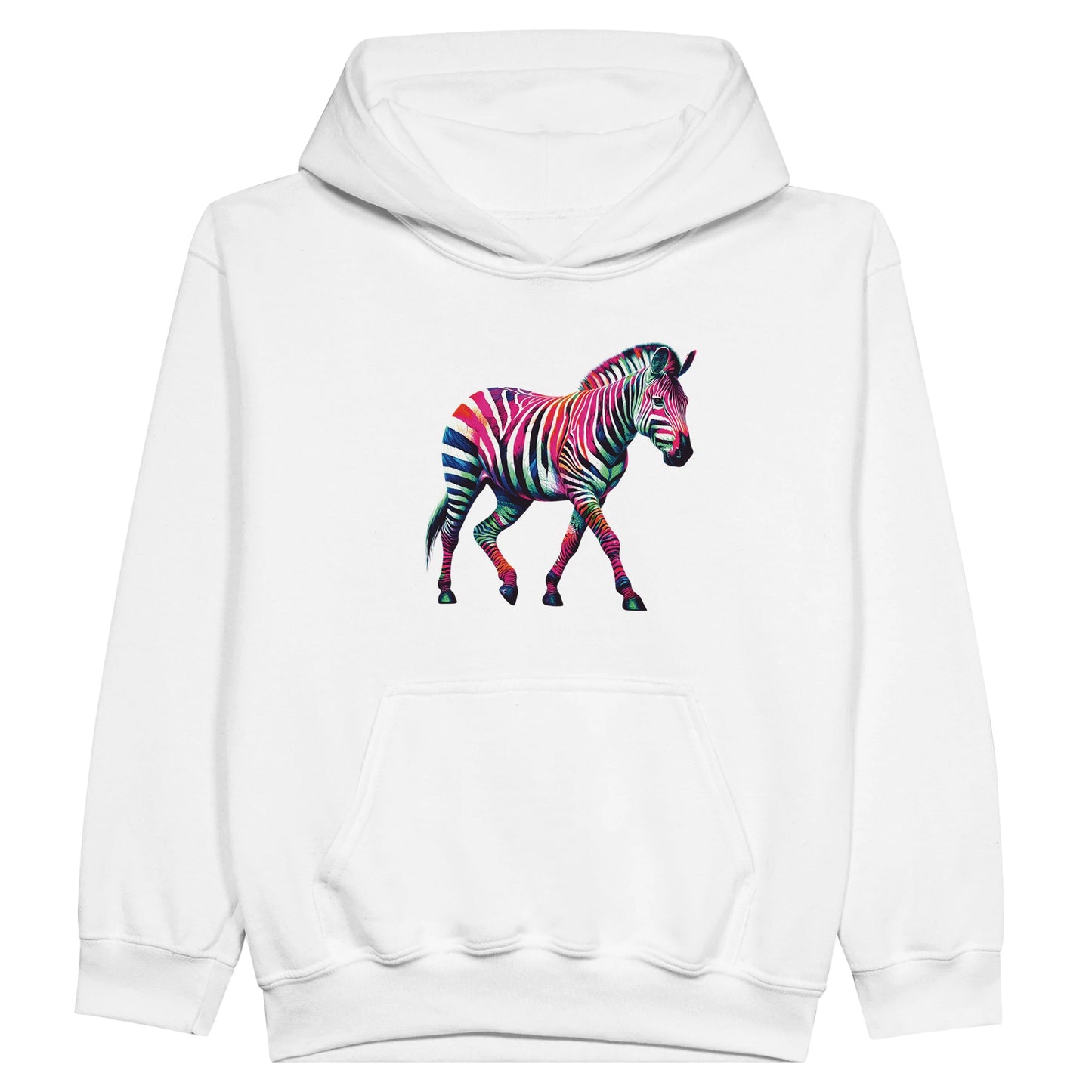 Zebra in Technicolour - Midweight Fleece Youth Hoodie