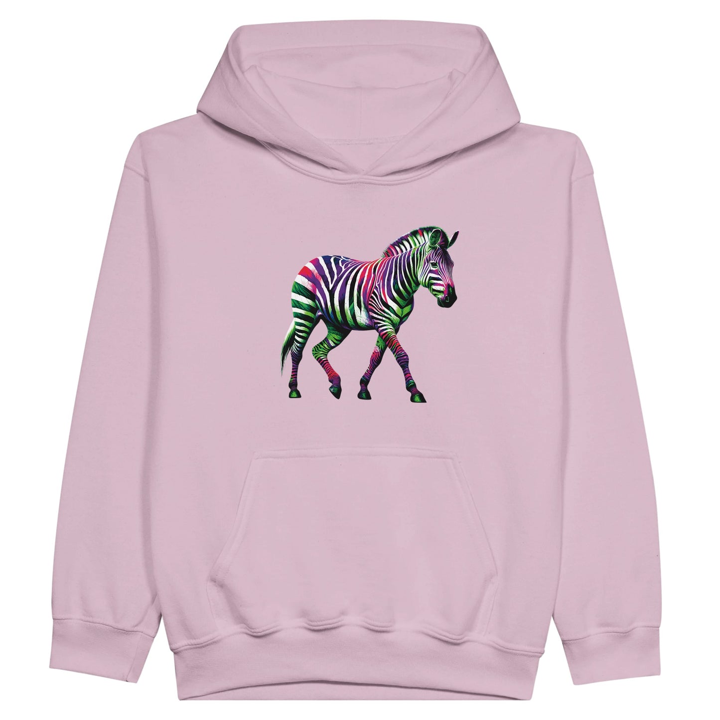 Zebra in Technicolour - Midweight Fleece Youth Hoodie