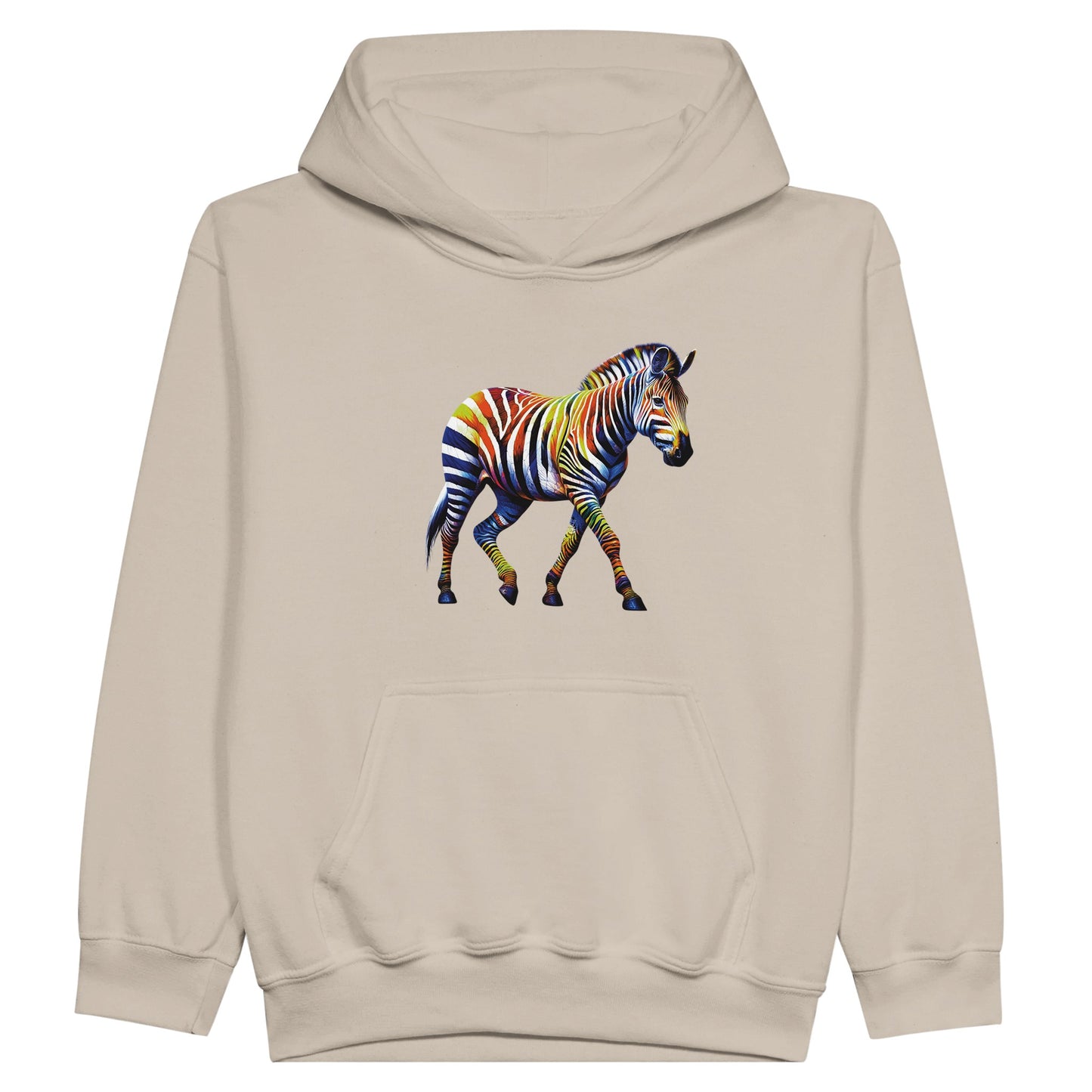 Zebra in Technicolour - Midweight Fleece Youth Hoodie