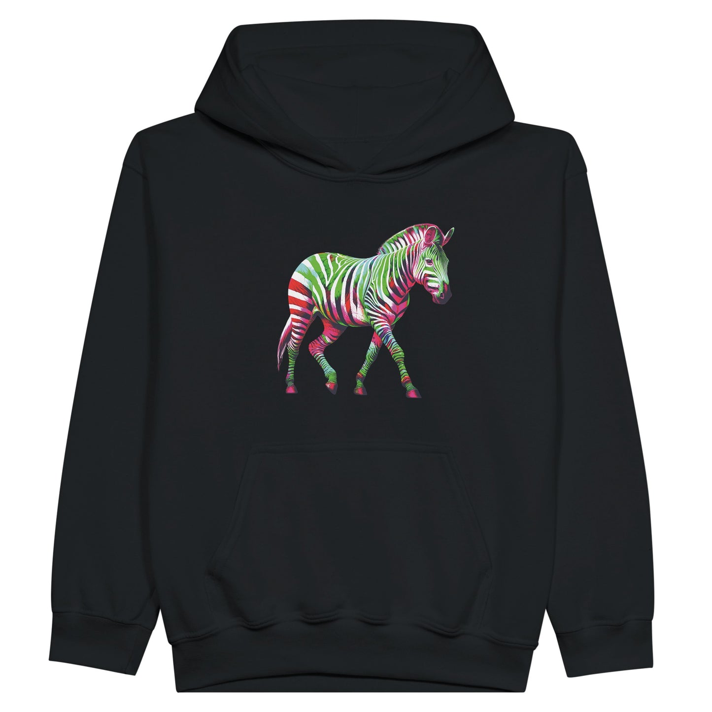 Zebra in Technicolour - Midweight Fleece Youth Hoodie