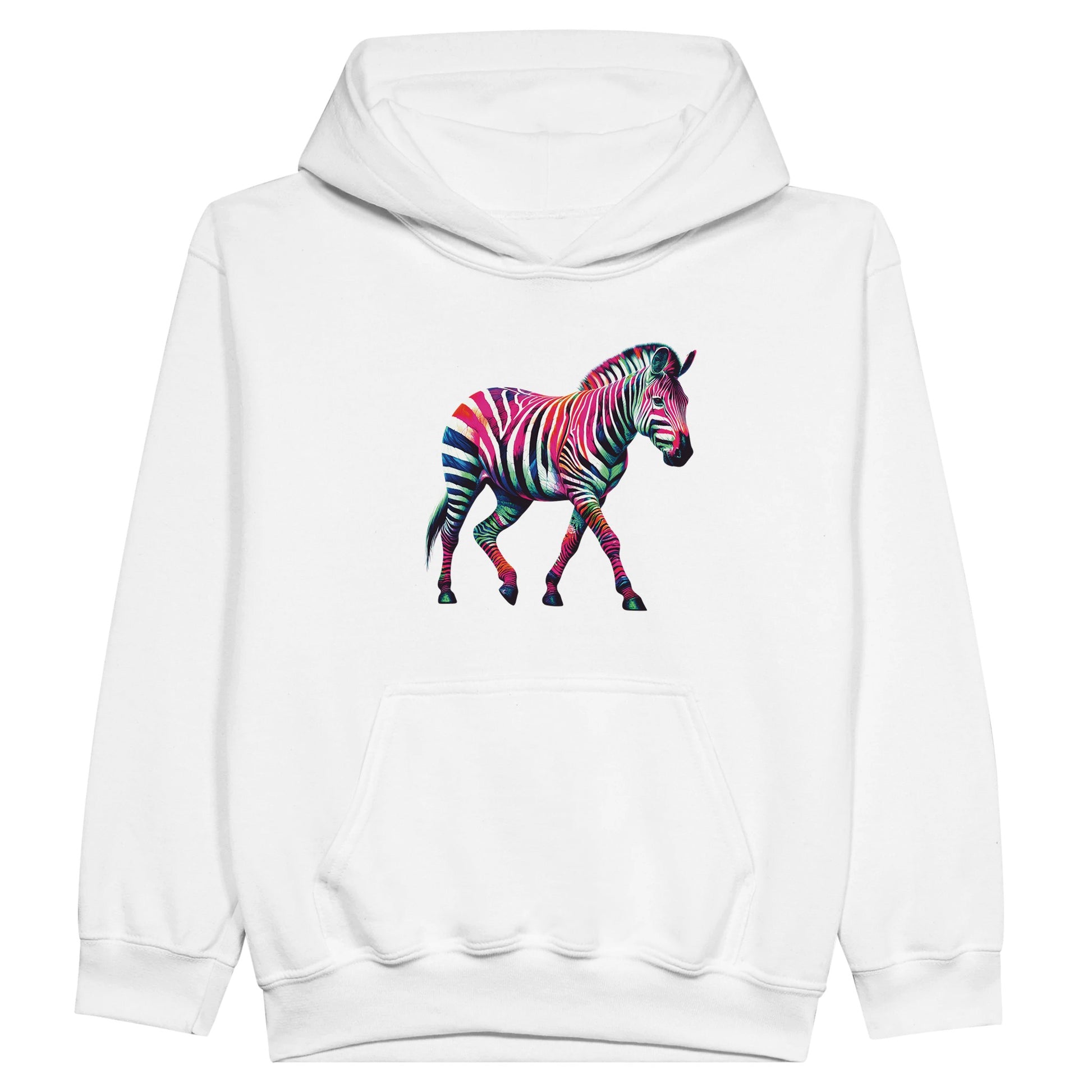 Zebra in Technicolour - Midweight Fleece Youth Hoodie