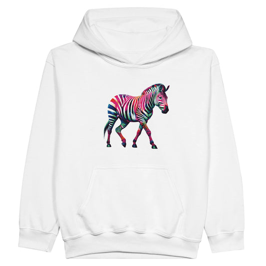Zebra in Technicolour - Midweight Fleece Youth Hoodie
