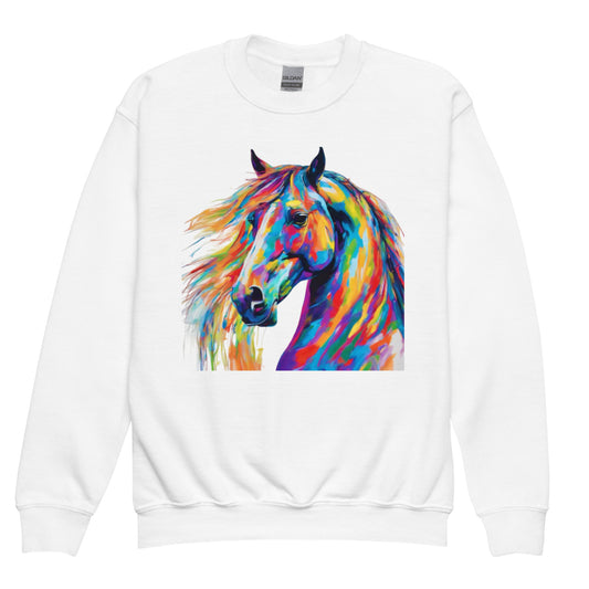 Horse in Multicolour - Youth crewneck sweatshirt