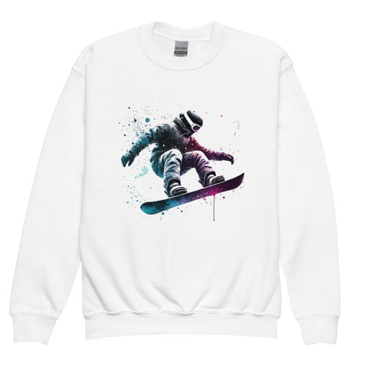 Snowboarding through the Galaxy - Youth crewneck sweatshirt